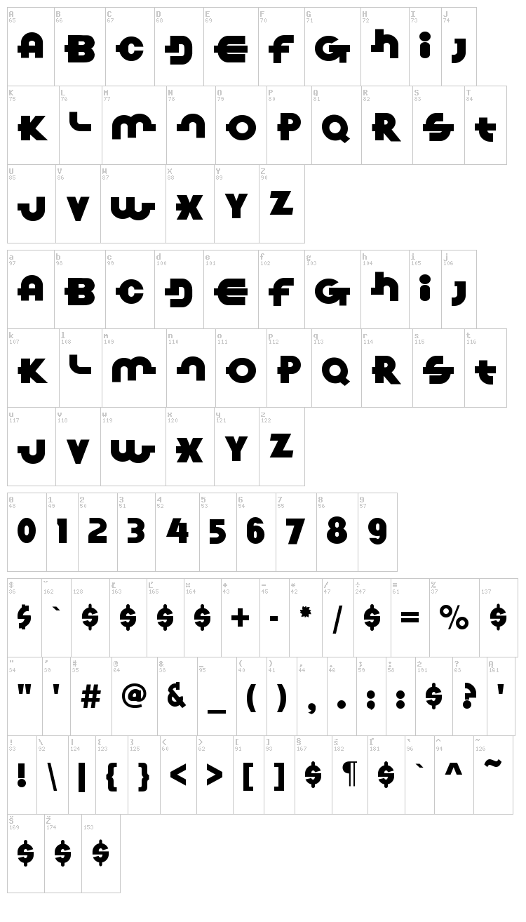 Link Parties font map